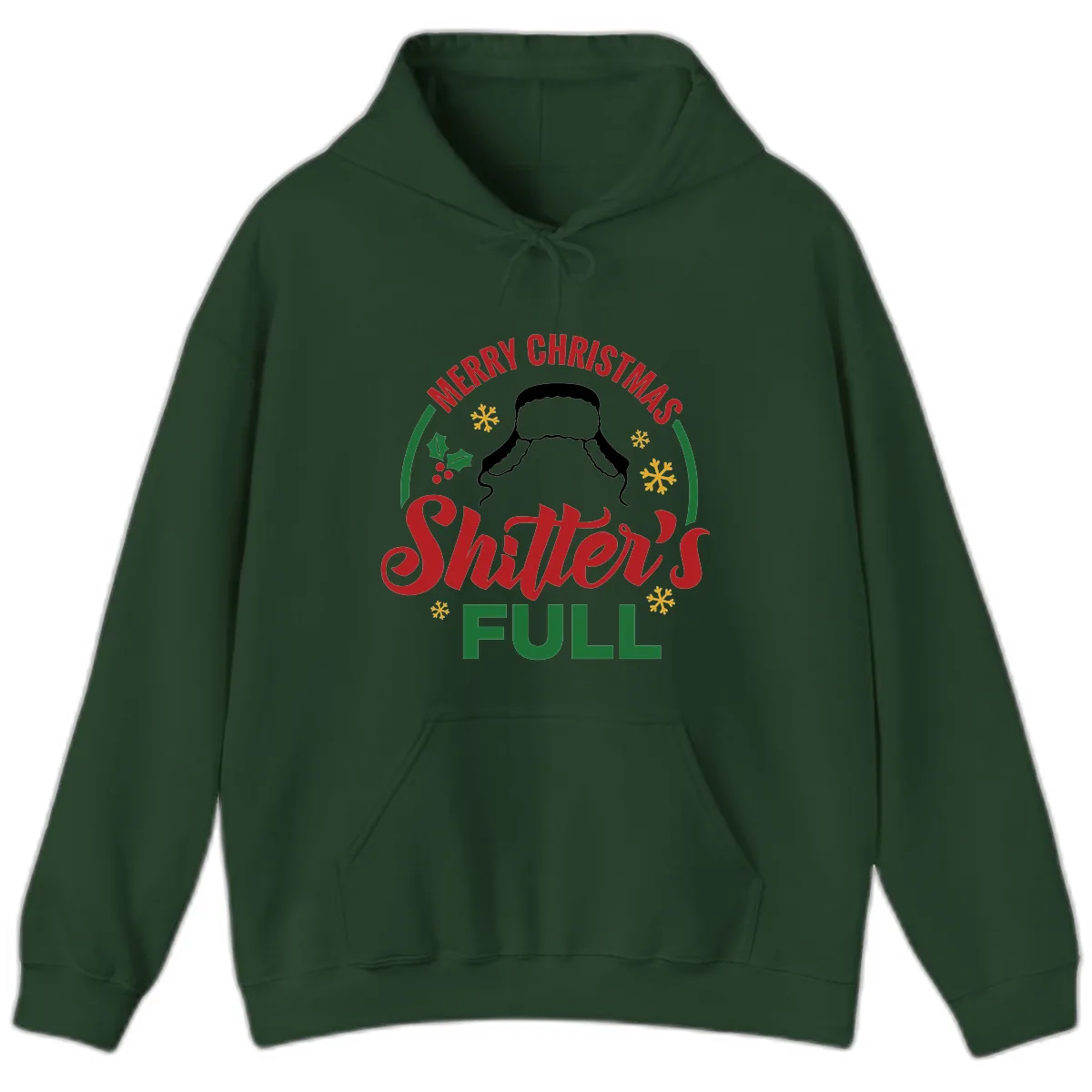 Christmas Shitter's Full Graphic Hoodie in Forest Green
